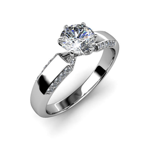 Luxurious Trendy American Diamond Work Silver Plated Ring for Women and Girls, 7033