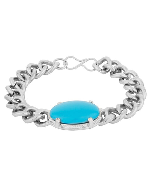 Silver Salman Khan Bracelet Thick Chain Silver Coated Bracelet lucky stone Friendship Wrist Band