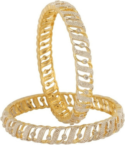 Stylish Zarkain Work Golden Plated Bangle Set For Women And Girls